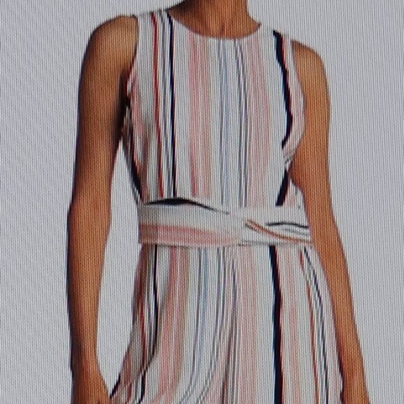 PAPILLION Stripe Knot Detail Wide Leg Sleeveless Jumpsuit Size L - Picture 1 of 6